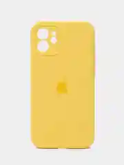 Горчичный чехол для iPhone (Айфон) 12, 13, 14, Pro, Max, силиконовый + микрофибра, с защитой камеры