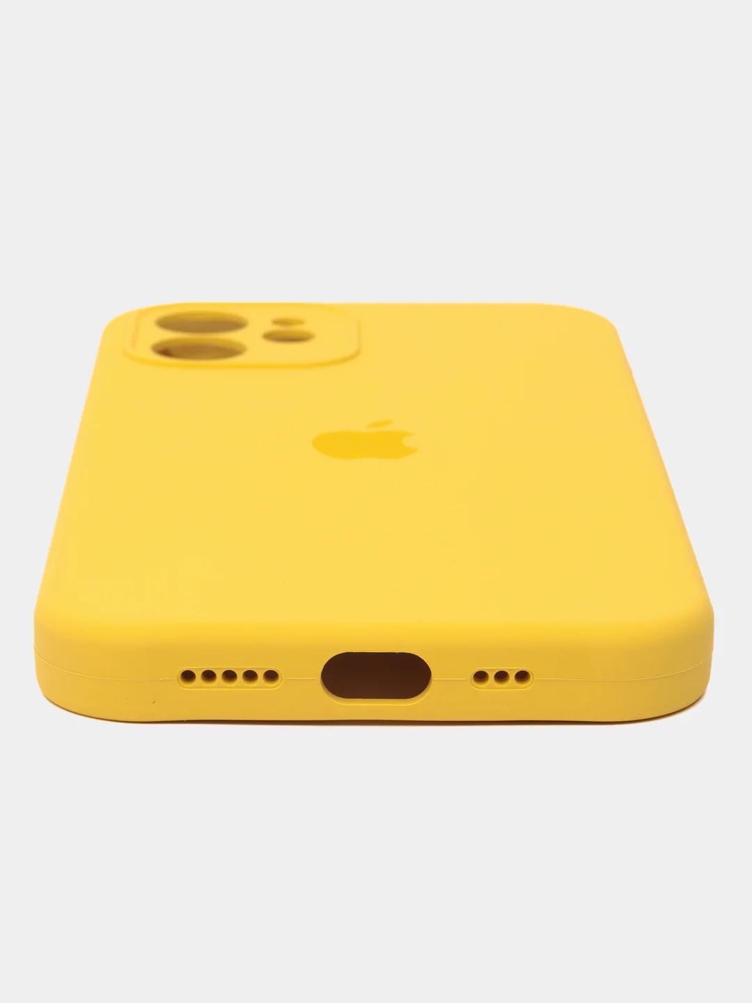 Горчичный чехол для iPhone (Айфон) 12, 13, 14, Pro, Max, силиконовый + микрофибра, с защитой камеры