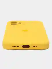 Горчичный чехол для iPhone (Айфон) 12, 13, 14, Pro, Max, силиконовый + микрофибра, с защитой камеры