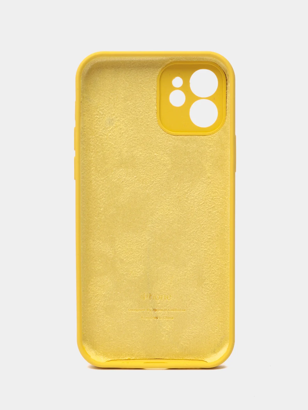 Горчичный чехол для iPhone (Айфон) 12, 13, 14, Pro, Max, силиконовый + микрофибра, с защитой камеры