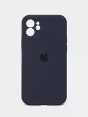 Индиго чехол для iPhone (Айфон) 12, 13, 14, Pro, Max, силиконовый + микрофибра, с защитой камеры