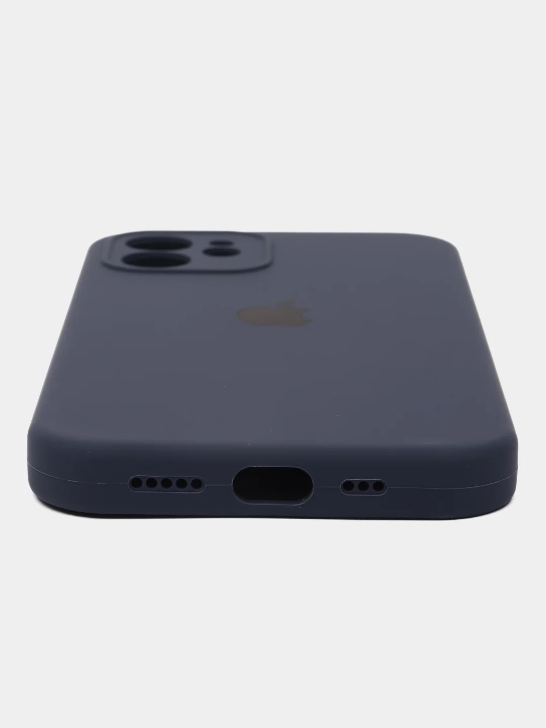 Индиго чехол для iPhone (Айфон) 12, 13, 14, Pro, Max, силиконовый + микрофибра, с защитой камеры