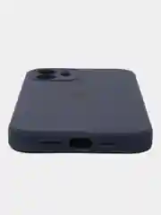 Индиго чехол для iPhone (Айфон) 12, 13, 14, Pro, Max, силиконовый + микрофибра, с защитой камеры