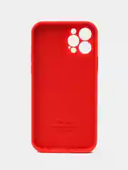 Красный чехол для iPhone (Айфон) 12, 13, 14, Pro, Max, силиконовый + микрофибра, с защитой камеры