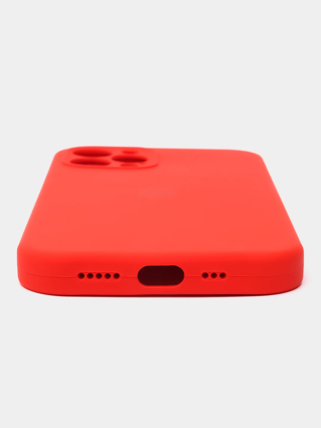 Красный чехол для iPhone (Айфон) 12, 13, 14, Pro, Max, силиконовый + микрофибра, с защитой камеры