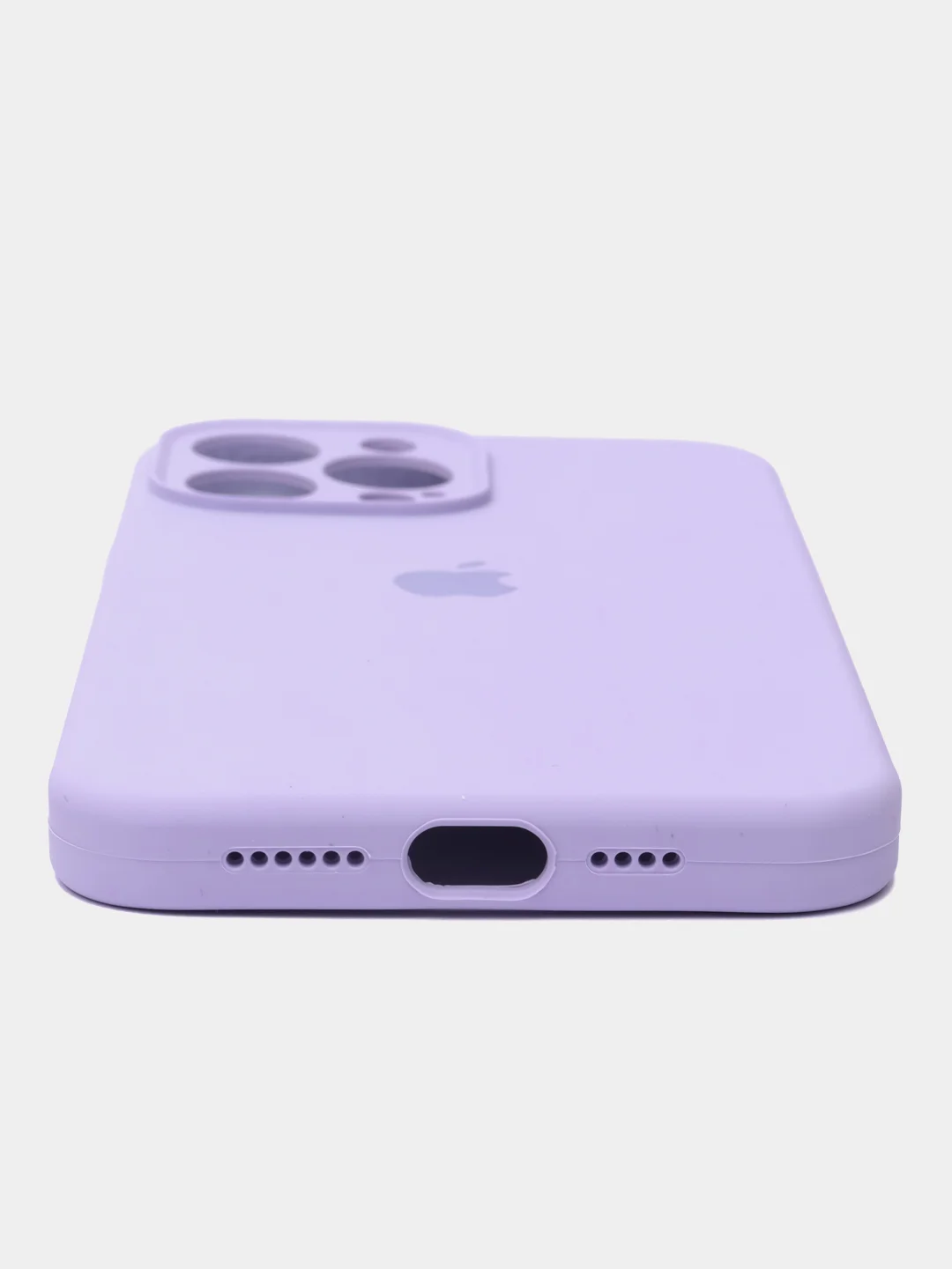 Лавандовый чехол для iPhone (Айфон) 12, 13, 14, Pro, Max, силиконовый + микрофибра, с защитой камеры