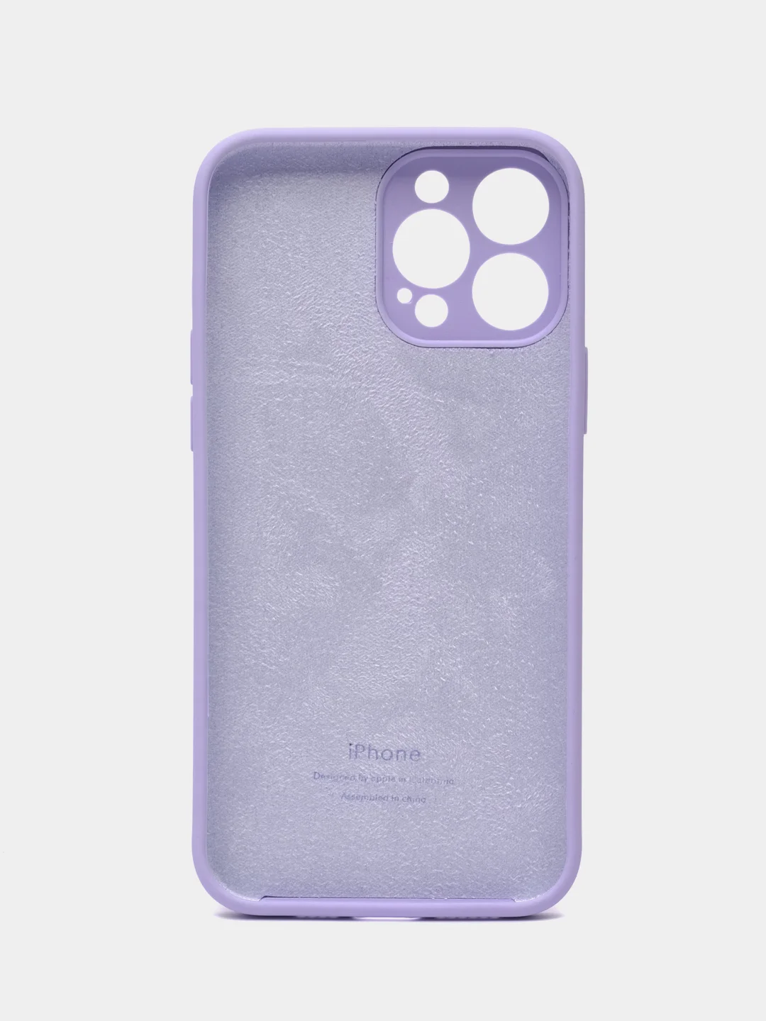 Лавандовый чехол для iPhone (Айфон) 12, 13, 14, Pro, Max, силиконовый + микрофибра, с защитой камеры
