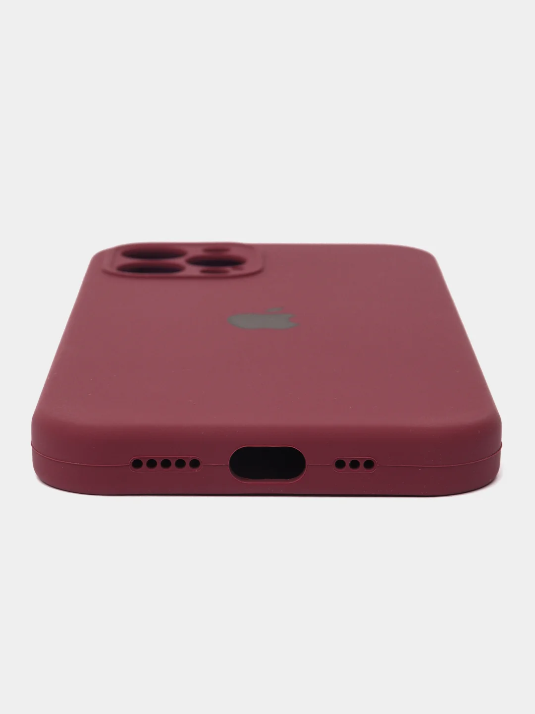 Марсала чехол для iPhone (Айфон) 12, 13, 14, Pro, Max, силиконовый + микрофибра, с защитой камеры