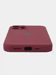 Марсала чехол для iPhone (Айфон) 12, 13, 14, Pro, Max, силиконовый + микрофибра, с защитой камеры