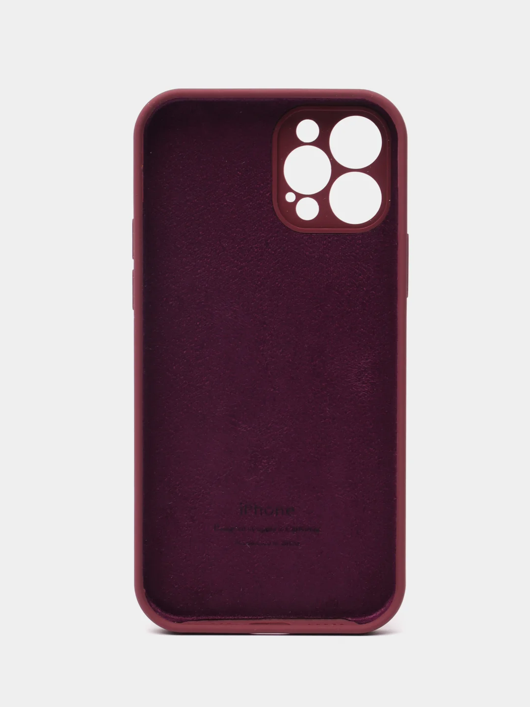 Марсала чехол для iPhone (Айфон) 12, 13, 14, Pro, Max, силиконовый + микрофибра, с защитой камеры