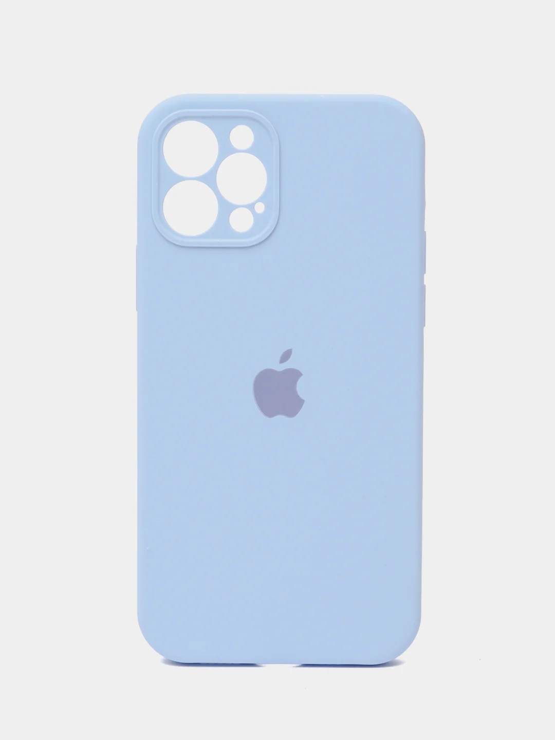 Небесно-голубой чехол для iPhone (Айфон) 12, 13, 14, Pro, Max, силиконовый + микрофибра, с защитой камеры
