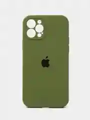Оливковый чехол для iPhone (Айфон) 12, 13, 14, Pro, Max, силиконовый + микрофибра, с защитой камеры