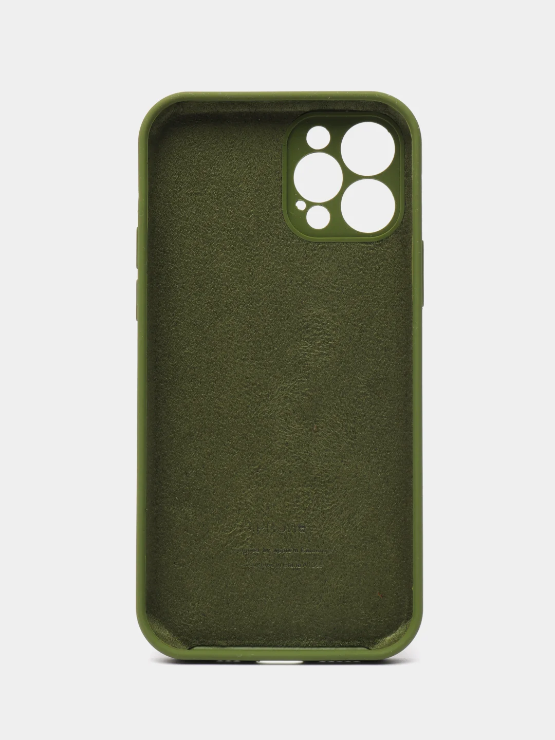 Оливковый чехол для iPhone (Айфон) 12, 13, 14, Pro, Max, силиконовый + микрофибра, с защитой камеры