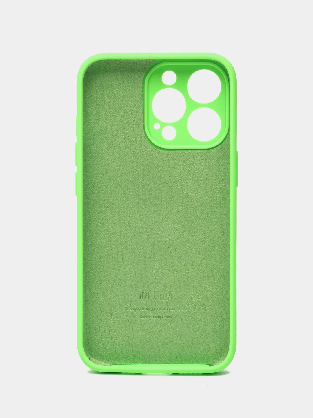 Салатовый чехол для iPhone (Айфон) 12, 13, 14, Pro, Max, силиконовый + микрофибра, с защитой камеры