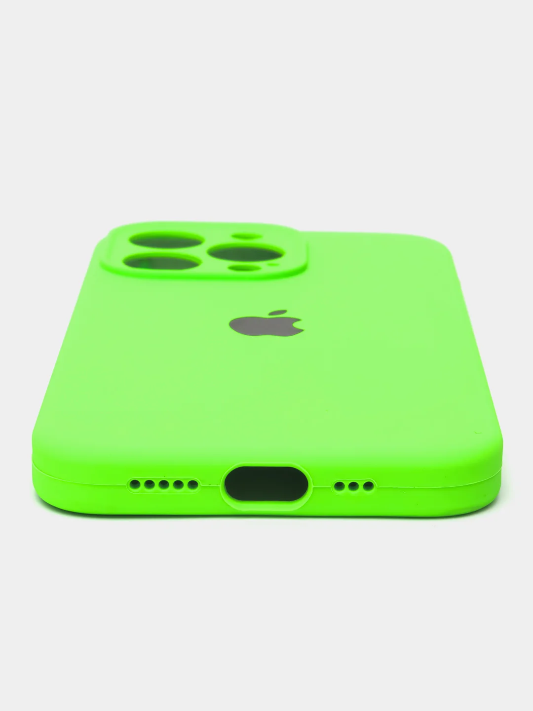 Салатовый чехол для iPhone (Айфон) 12, 13, 14, Pro, Max, силиконовый + микрофибра, с защитой камеры