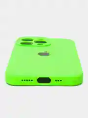 Салатовый чехол для iPhone (Айфон) 12, 13, 14, Pro, Max, силиконовый + микрофибра, с защитой камеры