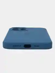 Синий меланж чехол для iPhone (Айфон) 12, 13, 14, Pro, Max, силиконовый + микрофибра, с защитой камеры