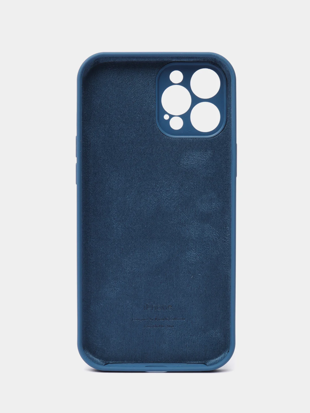 Синий меланж чехол для iPhone (Айфон) 12, 13, 14, Pro, Max, силиконовый + микрофибра, с защитой камеры
