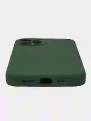Тёмно-зелёный чехол для iPhone (Айфон) 12, 13, 14, Pro, Max, силиконовый + микрофибра, с защитой камеры