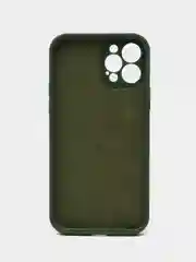 Тёмно-зелёный чехол для iPhone (Айфон) 12, 13, 14, Pro, Max, силиконовый + микрофибра, с защитой камеры