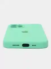 Лайм чехол для iPhone (Айфон) 12, 13, 14, Pro, Max, силиконовый + микрофибра, с защитой камеры