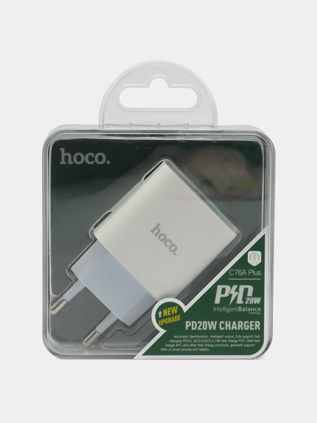 Зарядка для телефона type С зарядное устройство Hoco C76A Plus 20W, 3.0 QС, белый