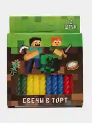 Зеленый набор витых свечей для торта "Minecraft" Майнкрафт, 12 шт