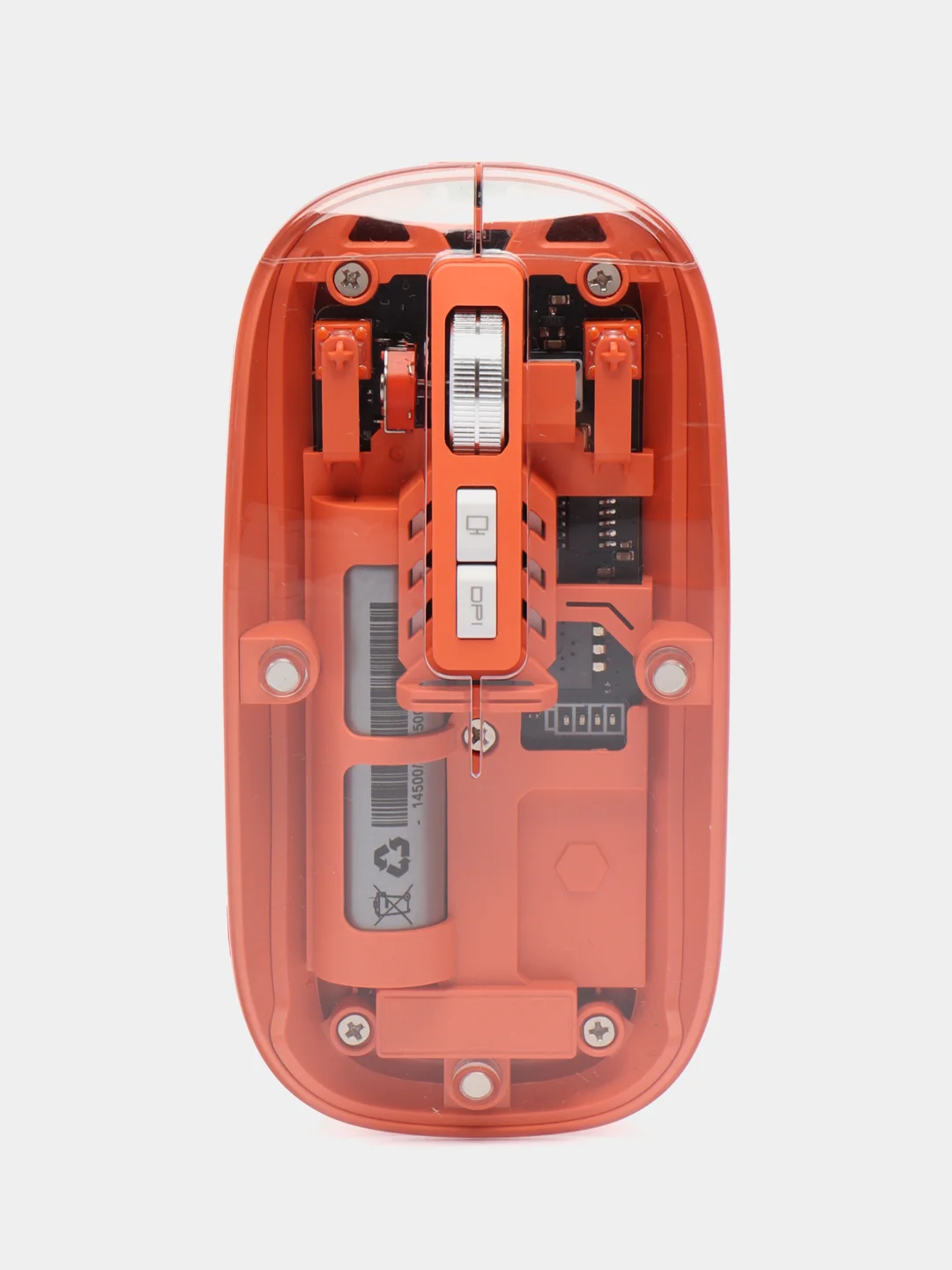 Оранжевый мышь компьютерная, беспроводная, USB 2.4G, прозрачный корпус
