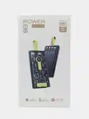 Белый power Bank 10000 mAh, с быстрой зарядкой, прозрачный корпус, подсветка