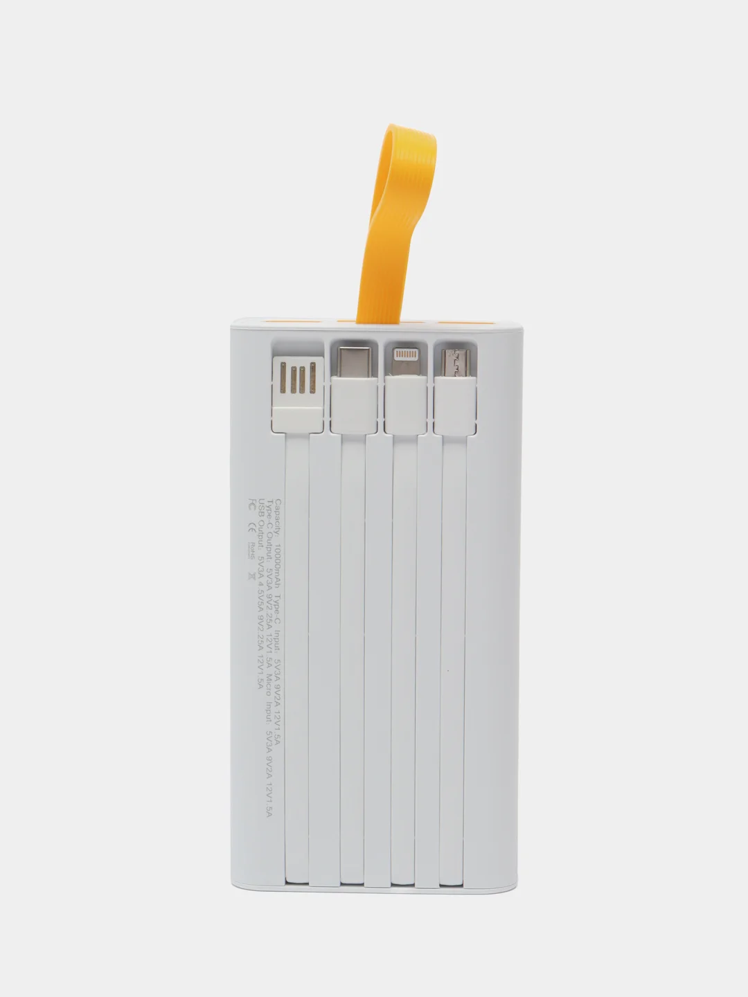 Белый power Bank 10000 mAh, с быстрой зарядкой, прозрачный корпус, подсветка