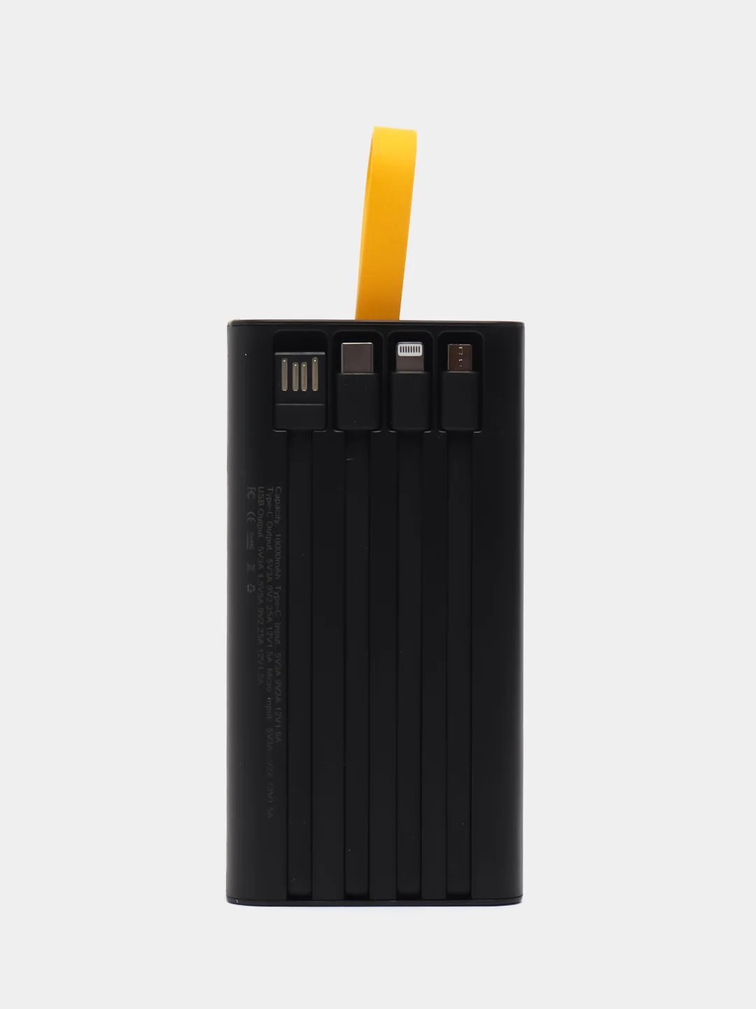 Черный power Bank 10000 mAh, с быстрой зарядкой, прозрачный корпус, подсветка
