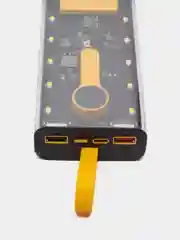 Черный power Bank 10000 mAh, с быстрой зарядкой, прозрачный корпус, подсветка