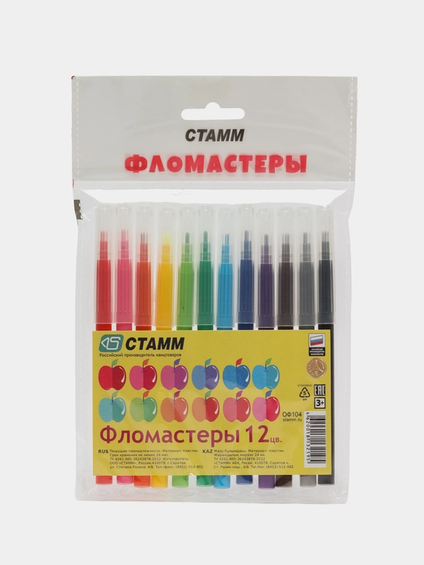 Фломастеры ТАММ, 12 цветов, вентилируемый колпачок