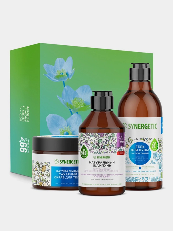 Подарочный набор SYNERGETIC Кокос и масло макадамии для деликатного ухода за волосами