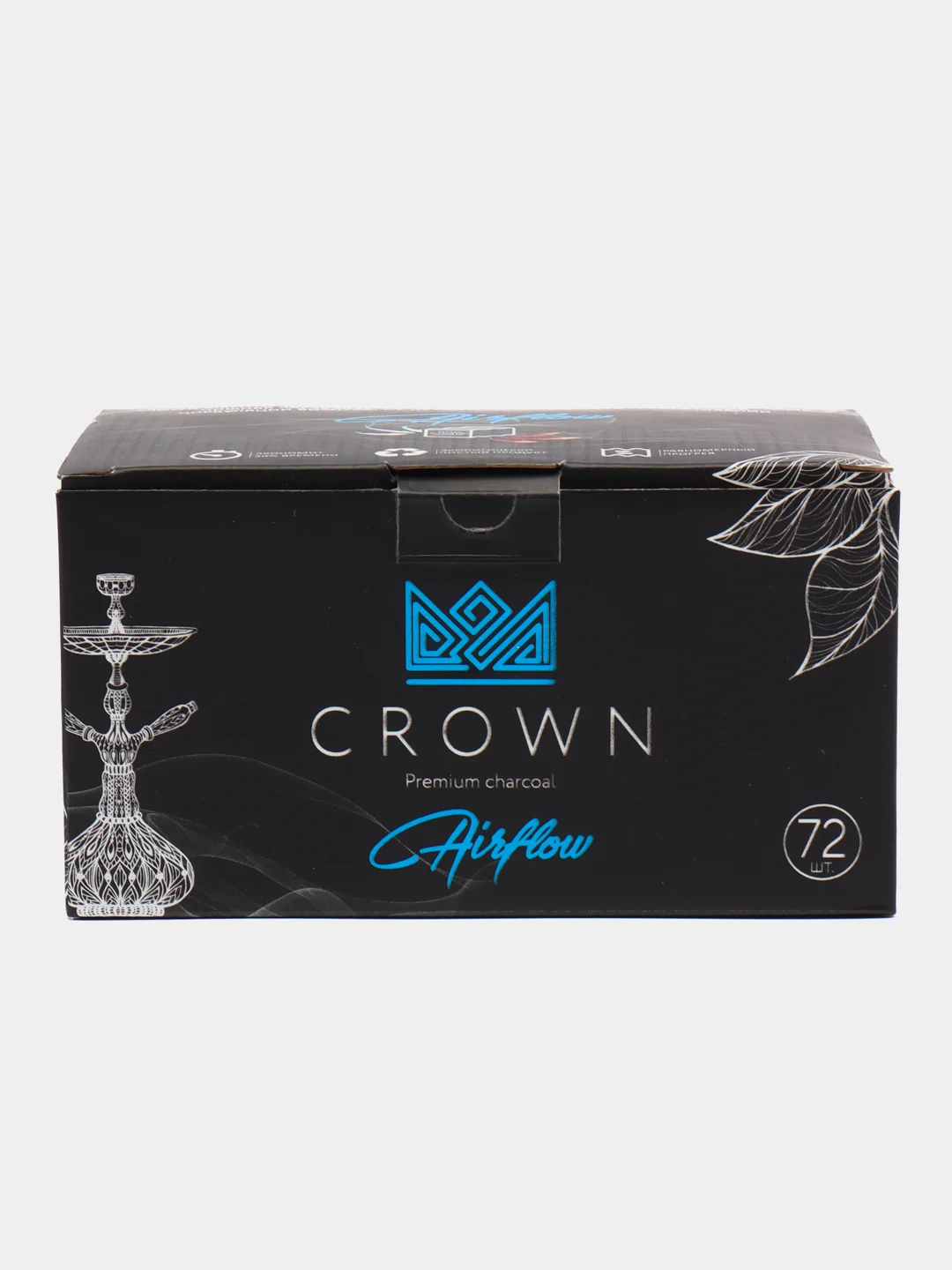 Уголь кокосовый для кальяна Crown Airflow, ребристый, 25 мм, 72 штук 1 кг в кубиках