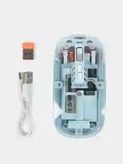 Голубой мышь компьютерная, беспроводная, USB 2.4G, прозрачный корпус