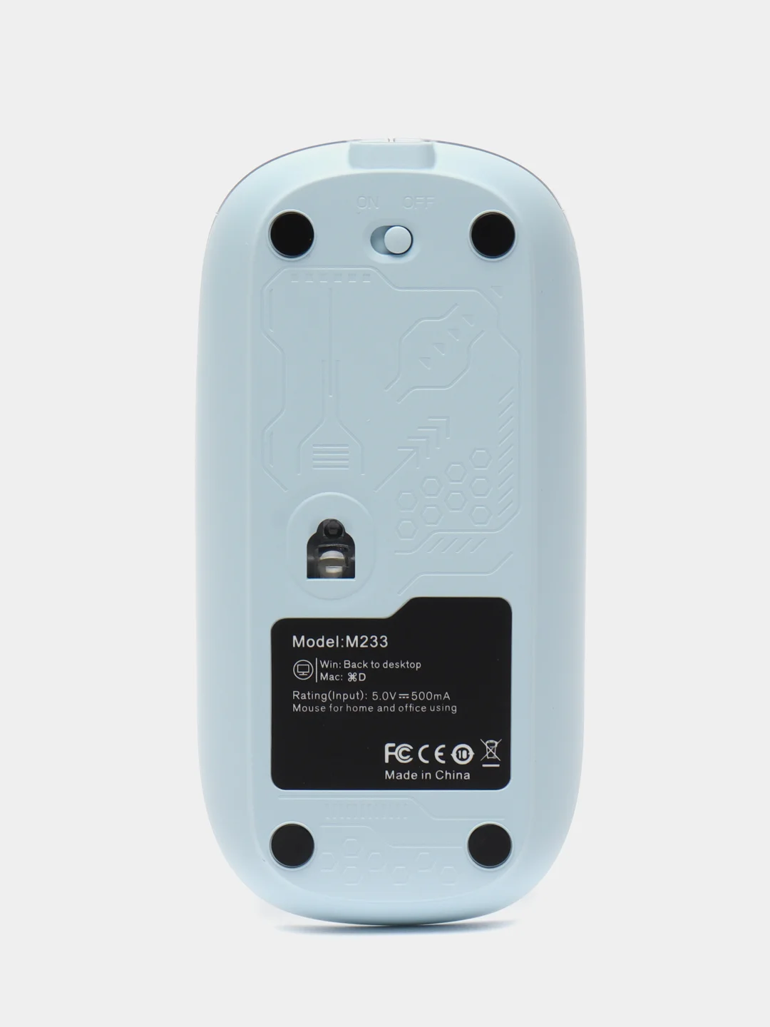 Голубой мышь компьютерная, беспроводная, USB 2.4G, прозрачный корпус