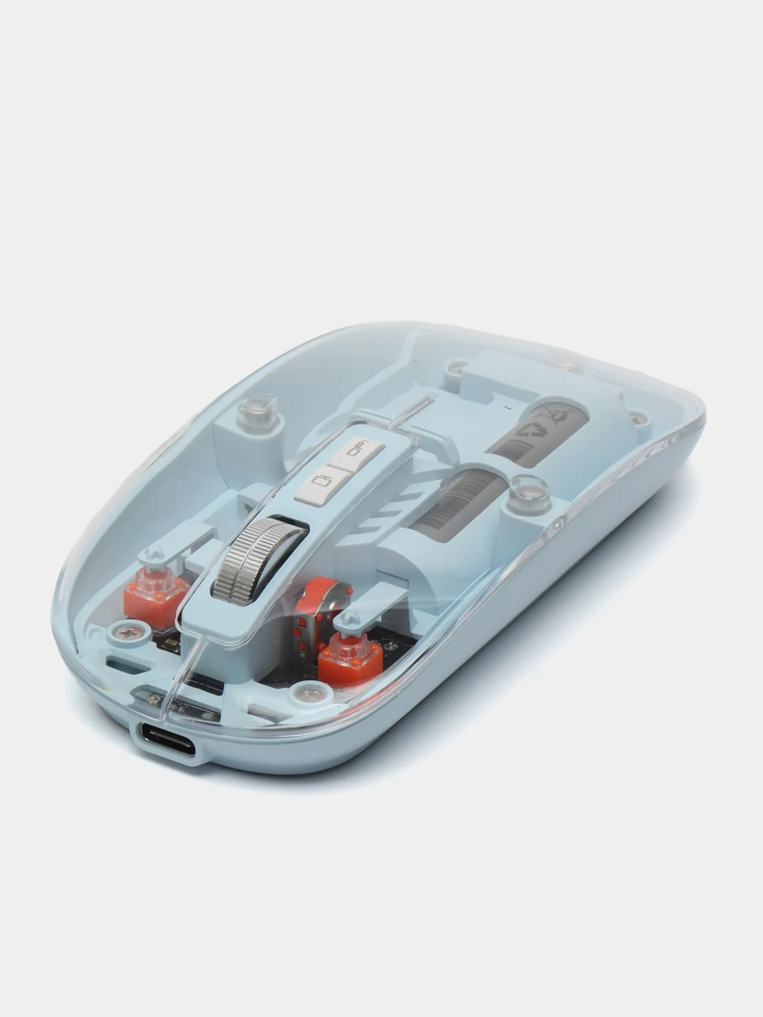 Голубой мышь компьютерная, беспроводная, USB 2.4G, прозрачный корпус