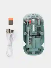 Зеленый мышь компьютерная, беспроводная, USB 2.4G, прозрачный корпус