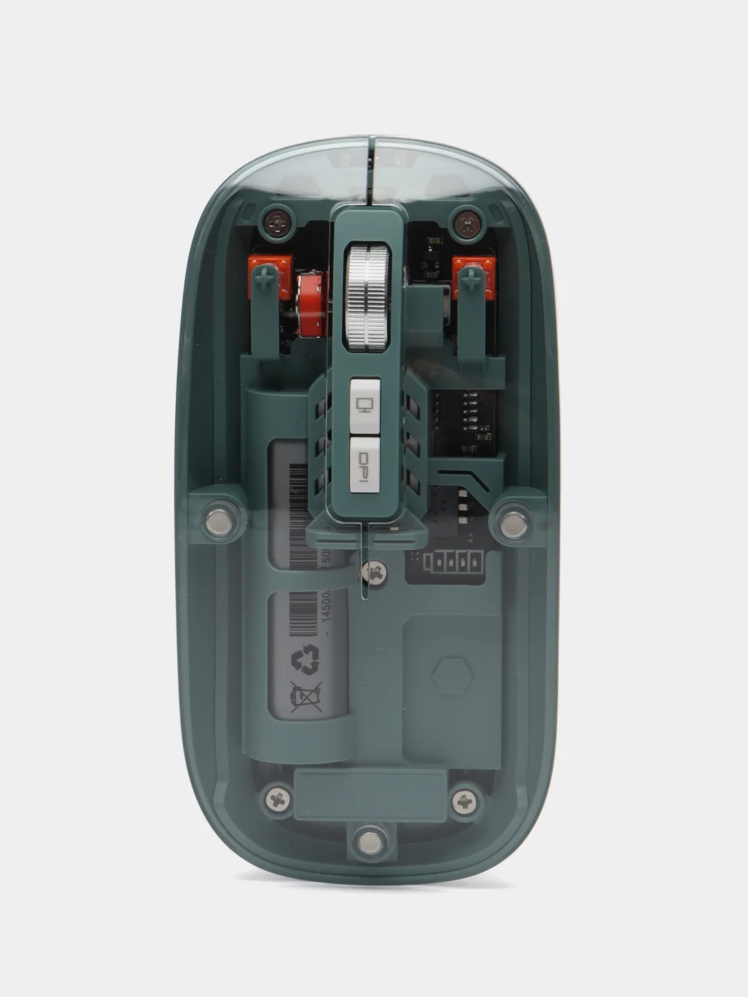 Зеленый мышь компьютерная, беспроводная, USB 2.4G, прозрачный корпус