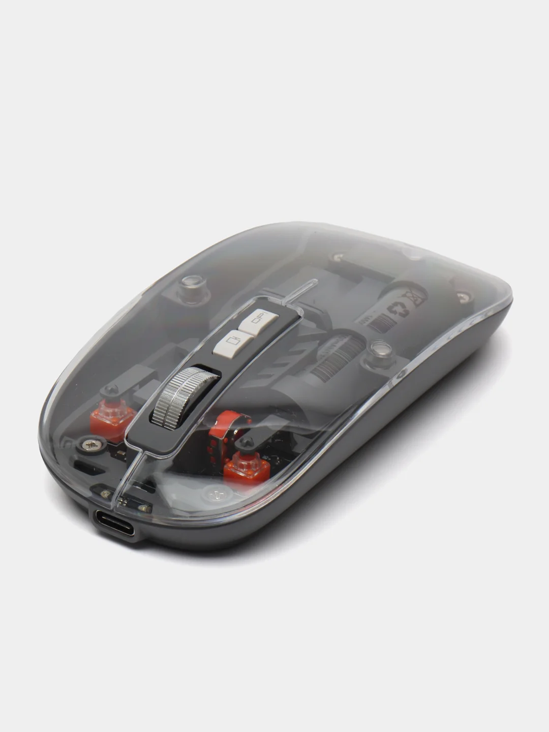 Серый мышь компьютерная, беспроводная, USB 2.4G, прозрачный корпус
