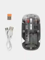 Серый мышь компьютерная, беспроводная, USB 2.4G, прозрачный корпус