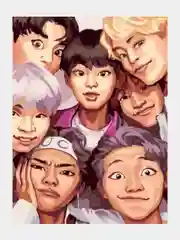 Синий картина по номерам K-pop Blackpink, BTS, 40 х 50 см