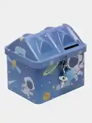 Голубой копилка для денег, монет, металлическая, детская, с замком, для девочек и мальчиков