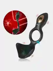 Тёмно-серый эрекционное кольцо с вибрацией, со стимуляцией клитора и мошонки