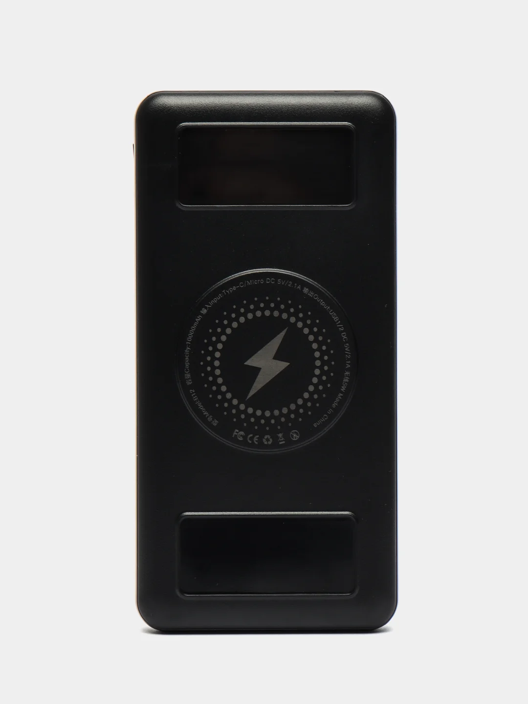 Черный повербанк с беспроводной зарядкой Power bank В12, 10000 mah аккумулятор Demaco