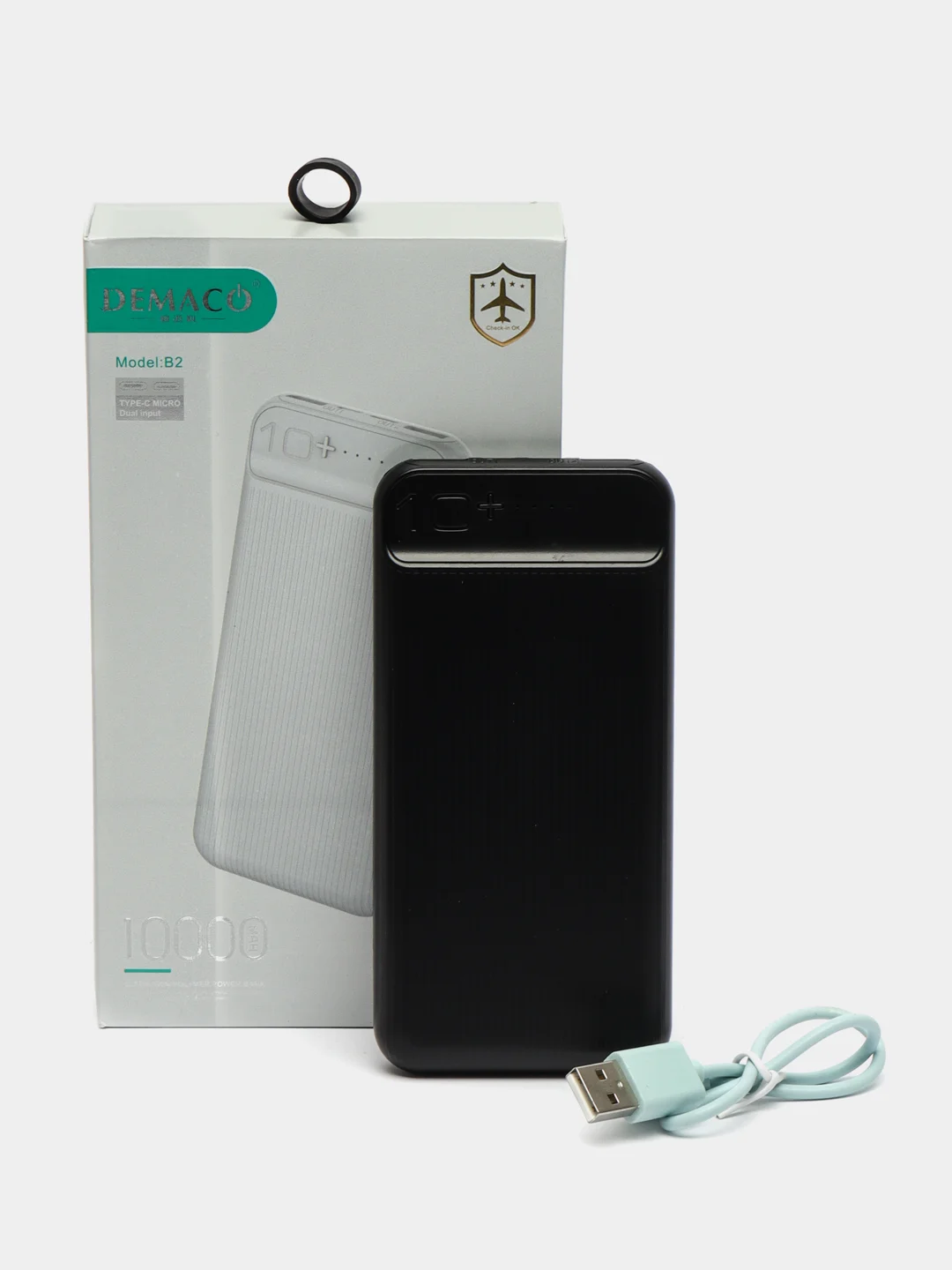 Черный повербанк Power bank В2, 10000 mah аккумулятор Demaco
