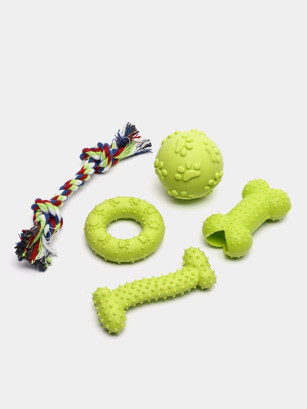 Игрушка для собак, набор 5 шт, кость, мячик, кольцо, Color Si