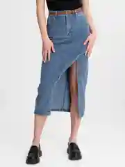Юбка джинсовая с разрезом
