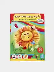 Картон цветной "Подсолнух" А5, 8 листов, немелованный, плотность 220 г/м